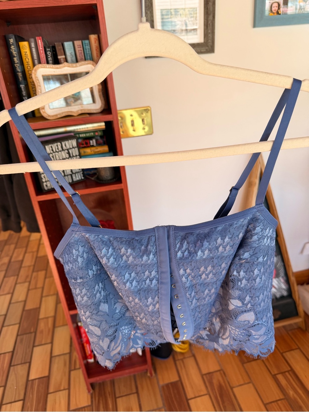 aerie Blue Lace Bustier Crop Top